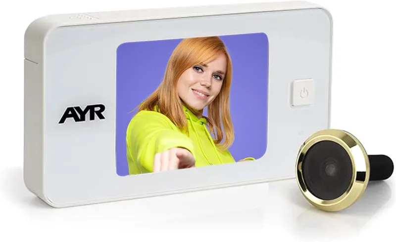 AYR 752 Mirilla Digital para Puerta con Pantalla LCD de 3.2" Blanco y Latón