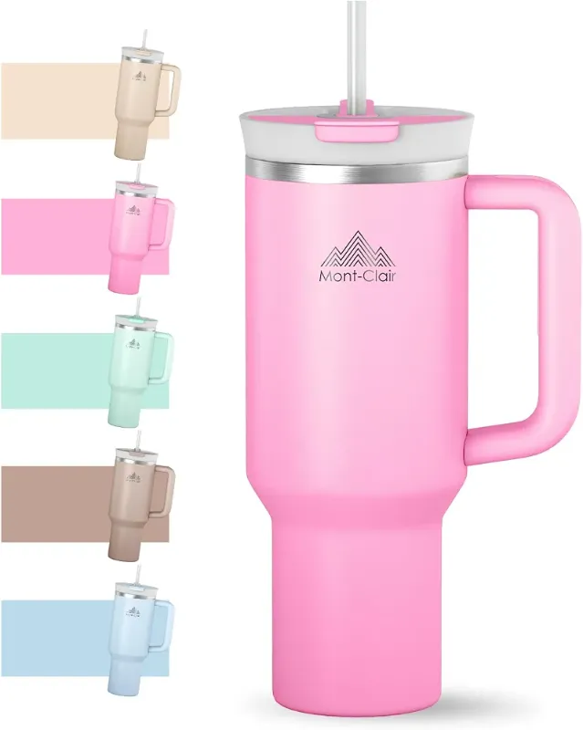 Taza Térmica Acero Inoxidable con Asa, Pajita y Tapa | 1200 ml