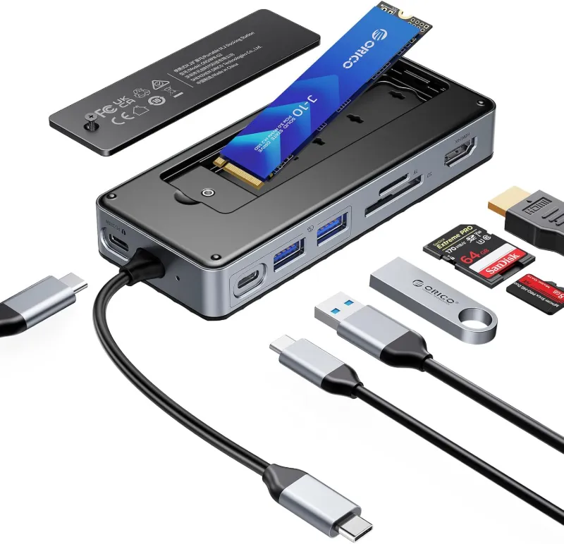ORICO 8 en 1 USB C Docking Station con Carcasa M.2 SSD