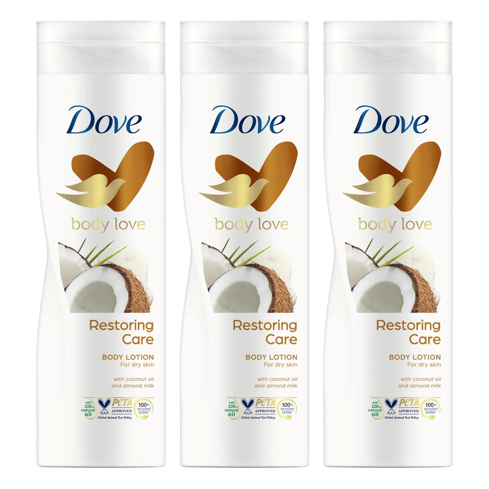 Dove Body Love Loción Corporal Hidratante Restoring Care 3x 400 ml
