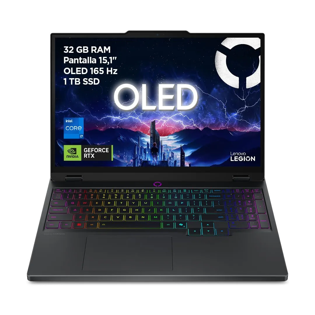 Lenovo Legion 5 Gen 10: Portátil Gaming IA 15.1" WQXGA OLED, i7, RTX 5070, 32GB RAM, 1TB SSD, Wi-Fi 7