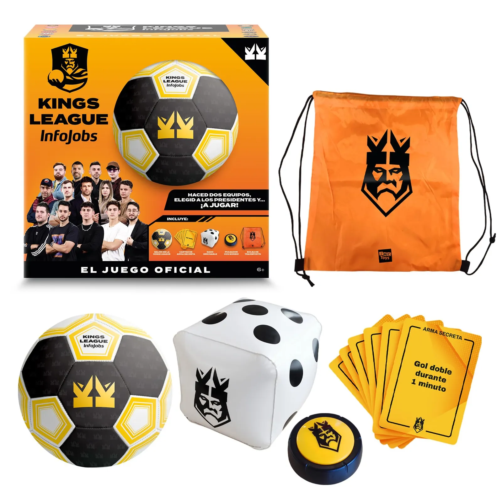 Juego Oficial Kings League IMC Toys: Simula un Partido Real con Balón, Cartas y Pulsador para Niños +6 Años