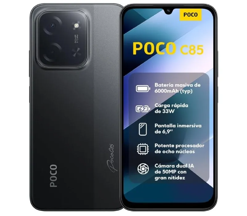 XIAOMI POCO C85: Smartphone 8+256GB, Cámara 50MP IA, Pantalla 6.9”, Octa-Core, Carga 33W