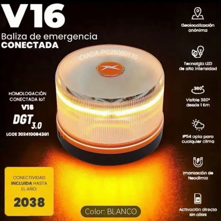 Baliza V16 Homologada DGT con Geolocalizador y Datos Telefónica hasta 2038