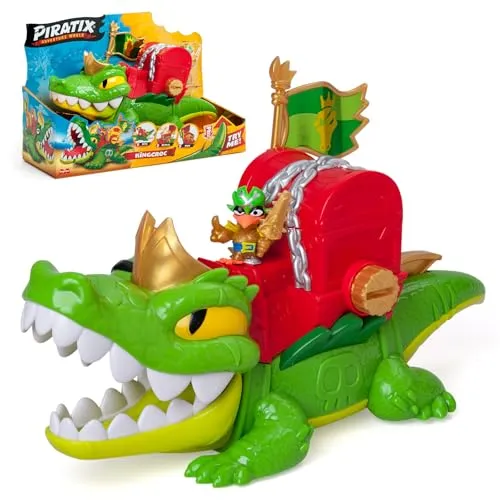 PIRATIX King Croc: Cocodrilo articulado con accesorios y tesoros