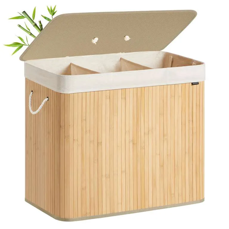 Cesto Ropa Sucia con Tapa y 3 Compartimentos, 170L
