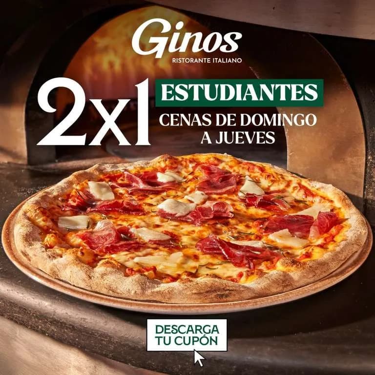 Ginos: 2x1 en cenas para estudiantes presentando carné