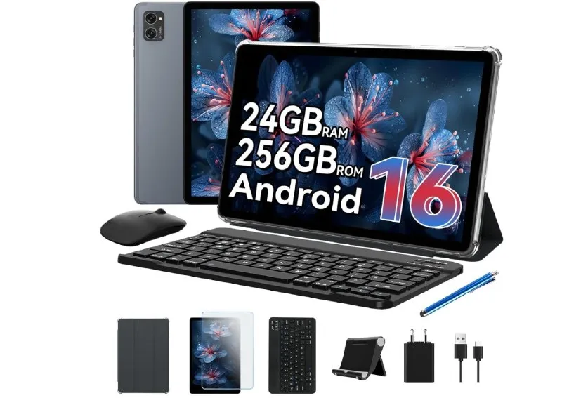 Tablet T20 Android 16, 10" Pantalla, 24GB RAM, 256GB Almacenamiento, Octa-Core, Gemini AI