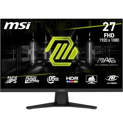 Monitor MSI MAG 274F: 27" FHD, Rapid IPS, 200Hz, 0.5ms, HDR Ready, Negro