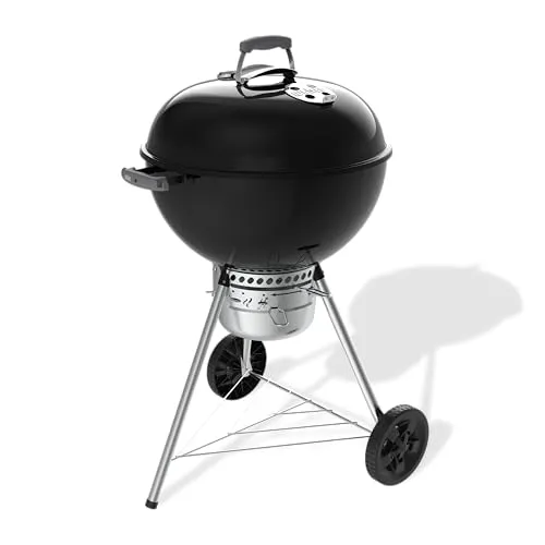 Parrilla de Carbón Weber Original Kettle Premium Ø 57 cm, Acero Esmaltado, Limpieza One-Touch, Termómetro, Negro