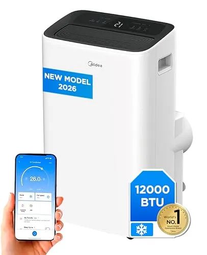MIDEA Pingüino Aire Acondicionado Portátil 4 en 1 | 3000 Frigorías/12.000 BTU | Control App | Climatizador y Deshumidificador hast