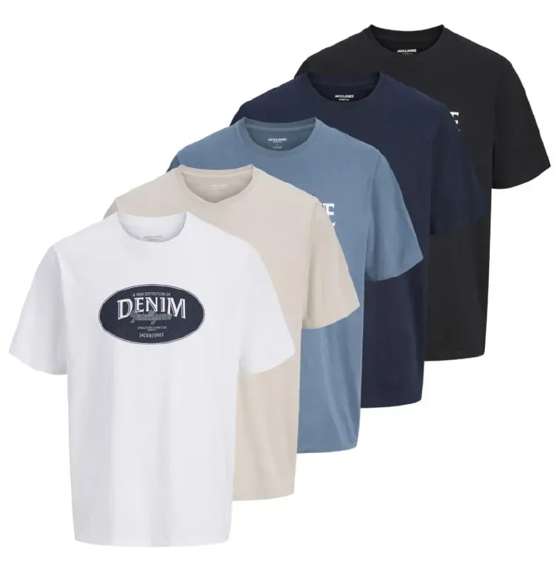 Pack de 5 camisetas Jack & Jones Jjedenver, varios colores y tallas