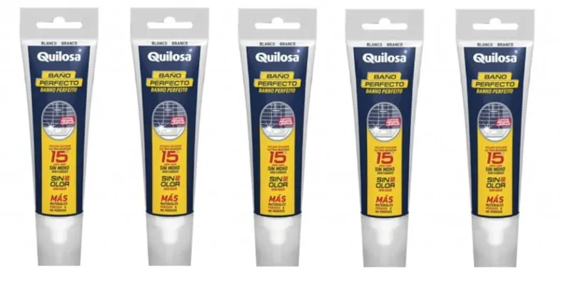 Pack 5 x Silicona Blanca Baño Quilosa Perfecto 100ml