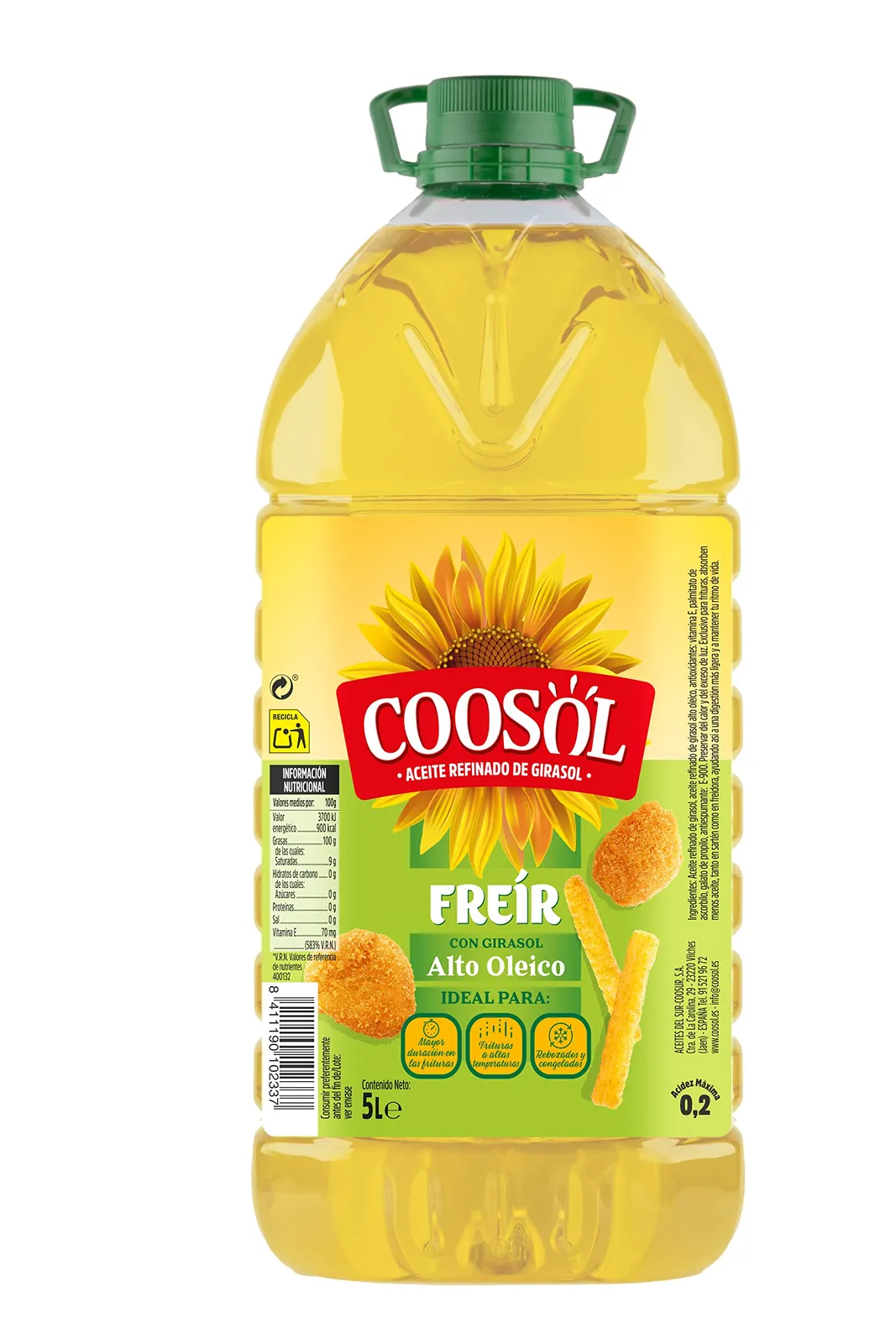 COOSOL Aceite de Girasol Alto Oleico Especial Freír Garrafa 5L