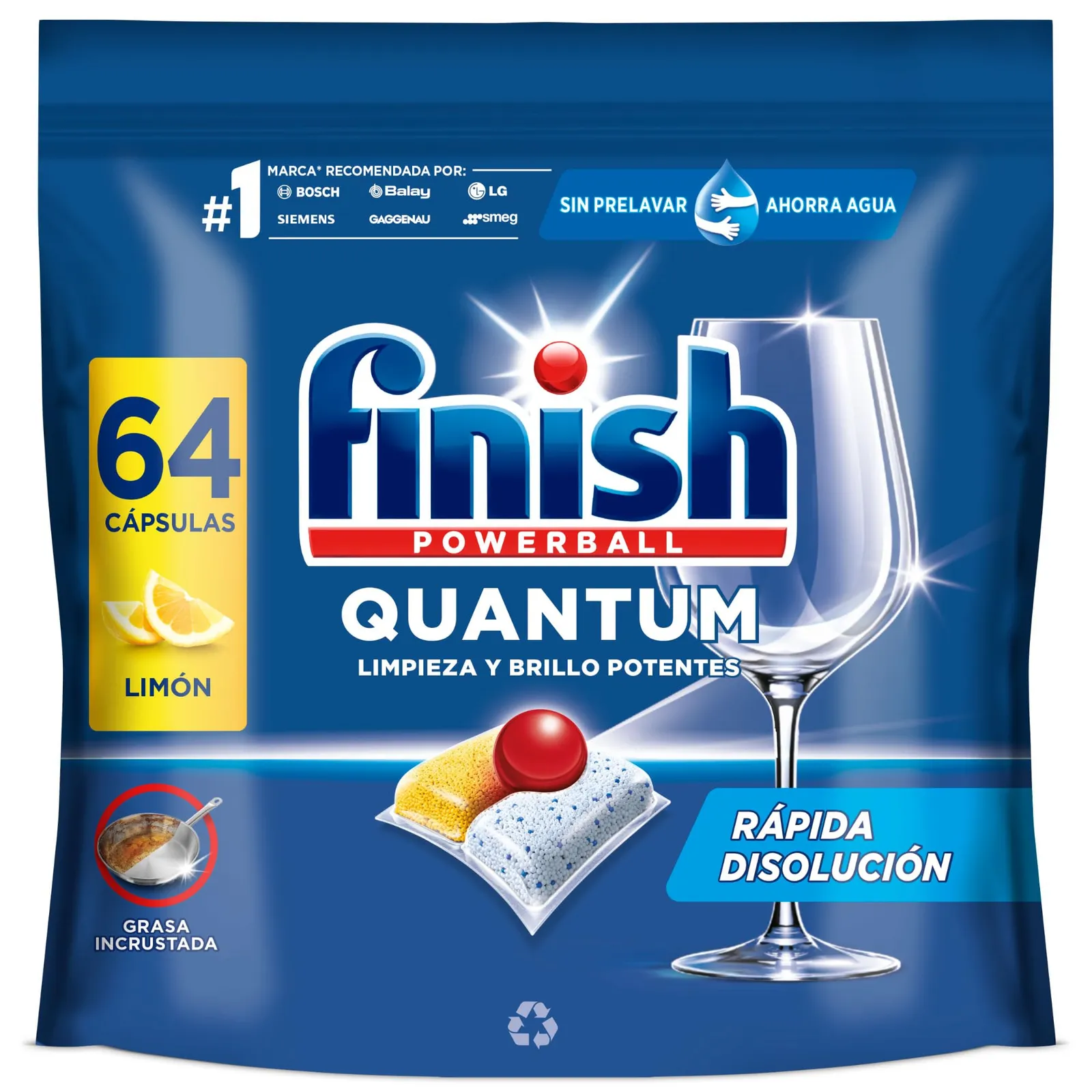 Finish Powerball Quantum All in 1 Limón, 64 pastillas