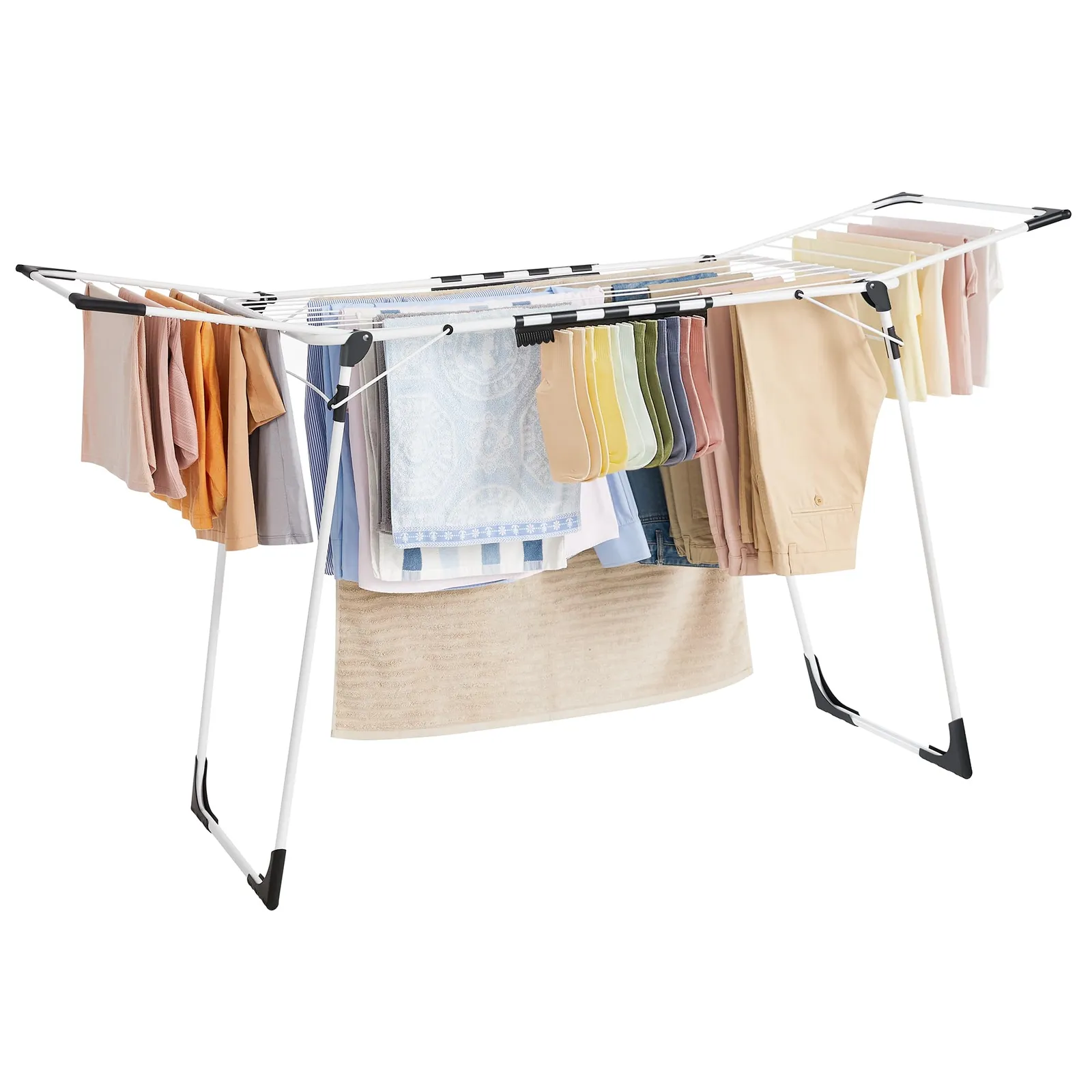 Tendedero de pie SONGMICS LLR518W01, metal blanco, 56.5x173x96.5 cm