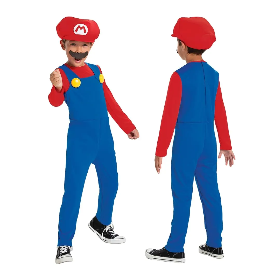 Disfraz Super Mario Oficial Disguise - Talla M (7-8 Años) - Incluye Gorro y Bigote