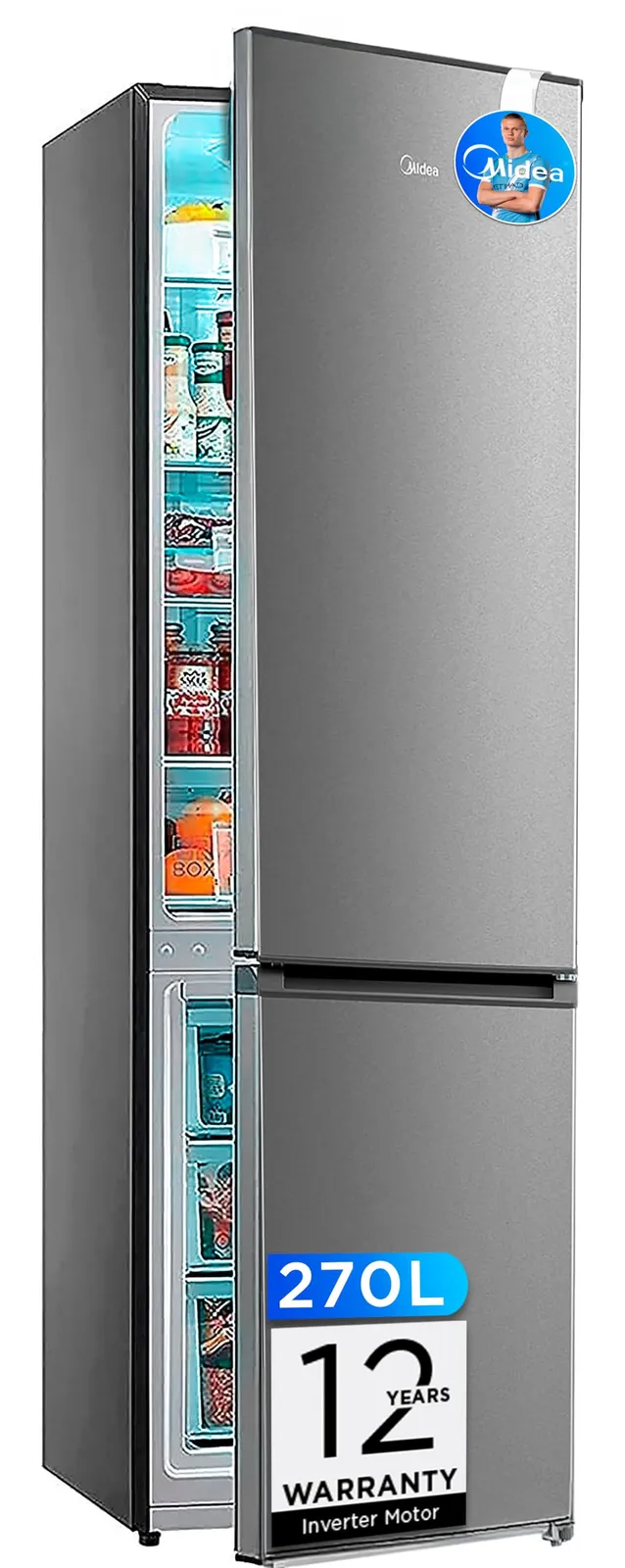 Frigorífico Combi Midea No Frost 270L Inox 55cm