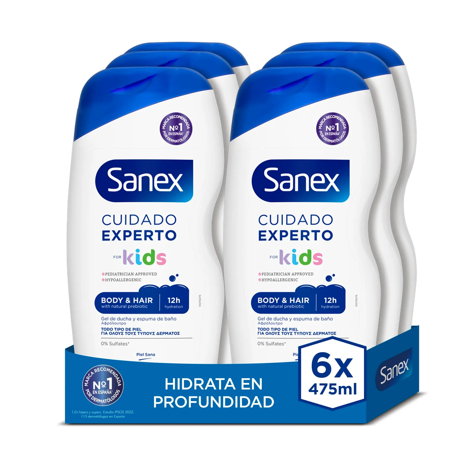 6x Gel de Ducha Sanex Cuidado Experto Kids 475ml