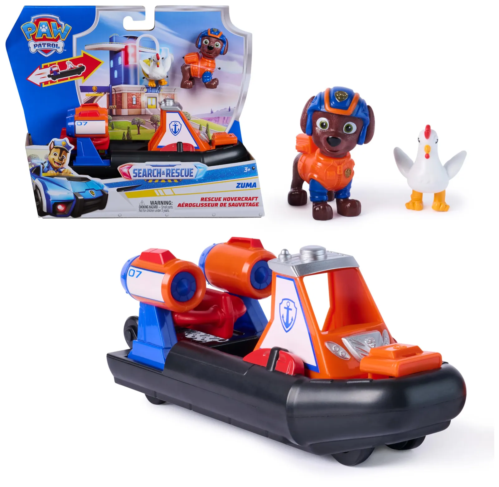 Paw Patrol Pack Aerodeslizador Rescate + Figura Zuma y Chickaletta
