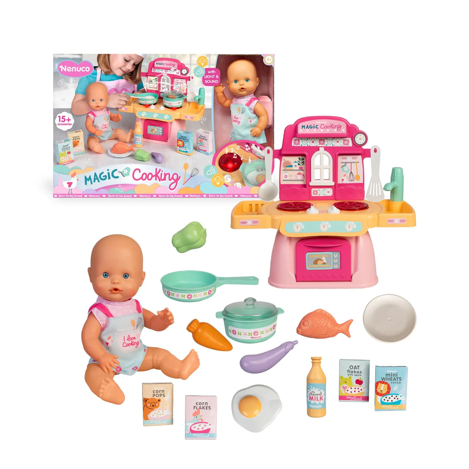 Nenuco Cocinita Mágica: Muñeco 30cm, +10 Accesorios, Luces y Sonidos