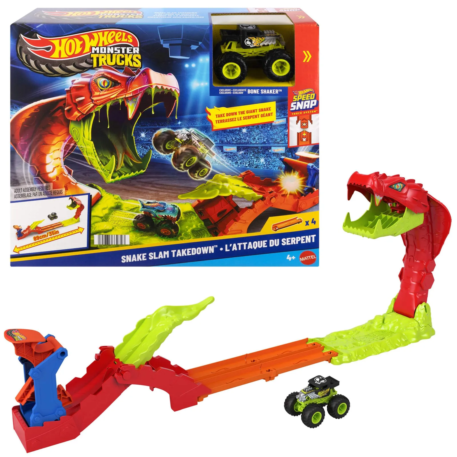 Hot Wheels Monster Trucks: Set Derriba a la Serpiente con Vehículo Exclusivo