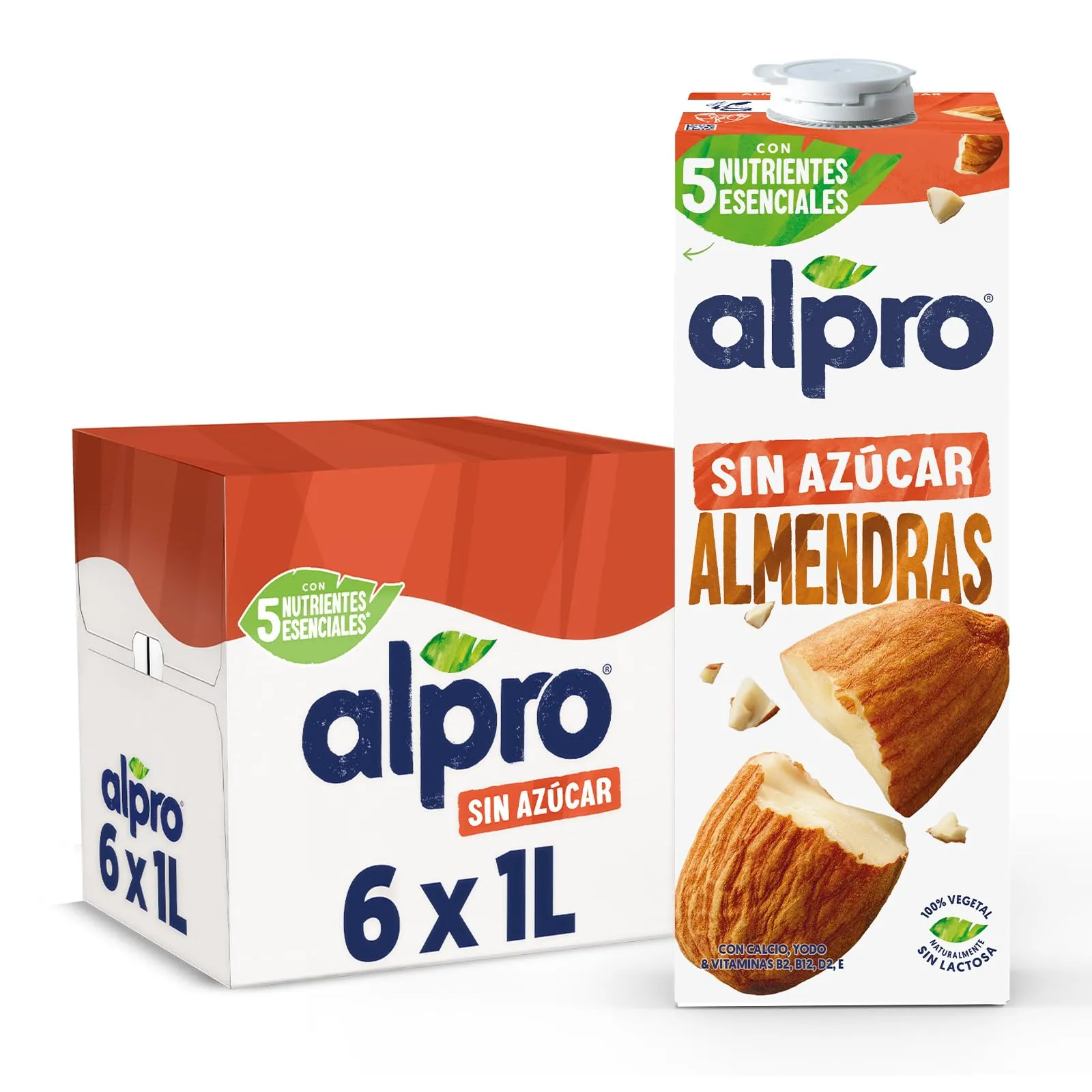 6x Alpro Bebida de Almendras Sin Azúcar 1L