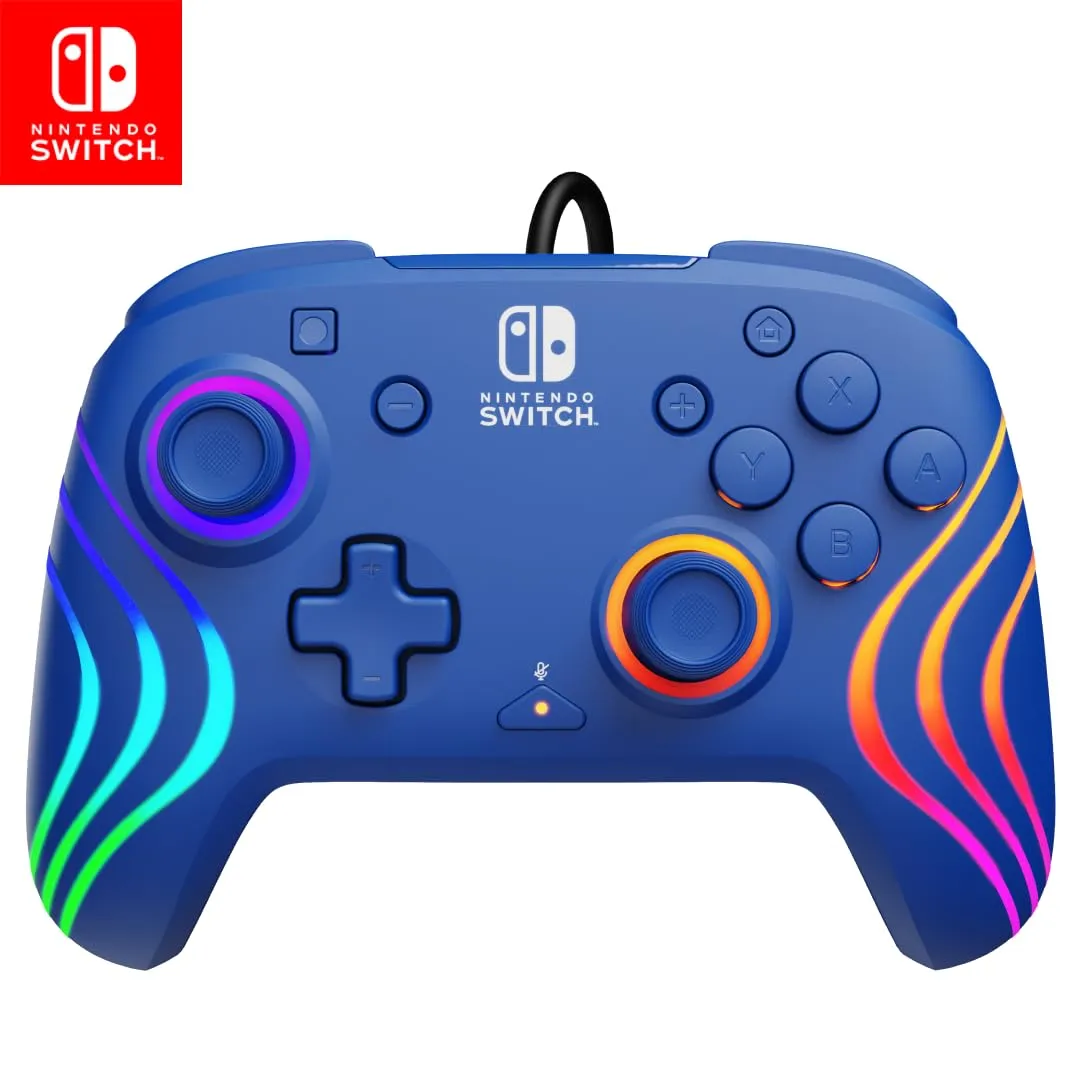 Mando con cable PDP Afterglow Wave para Nintendo Switch, color azul