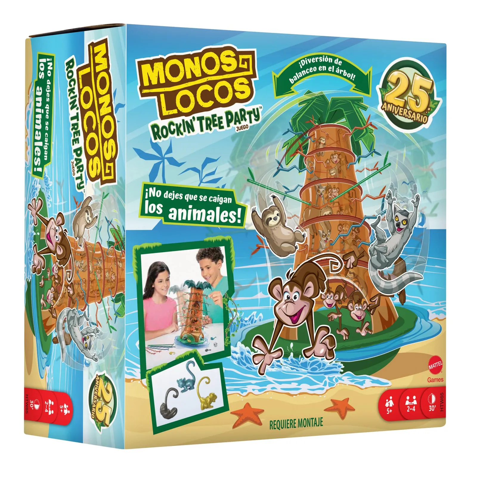 Mattel Games HTW65 - Juego Tumblin Monkeys Rockin Tree para noches familiares, viajes y camping