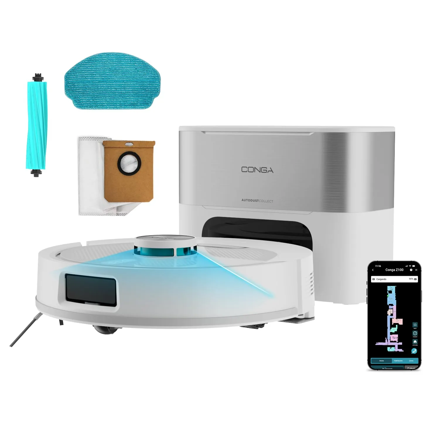 Robot Aspirador Cecotec Conga Y80 Pearl: Autovaciado 3L, Láser, 25000Pa