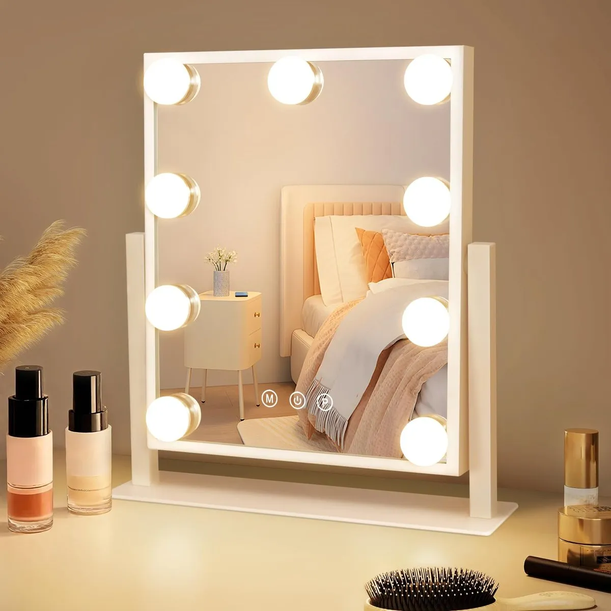 Espejo de Maquillaje Hollywood con Iluminación LED y Brillo Regulable