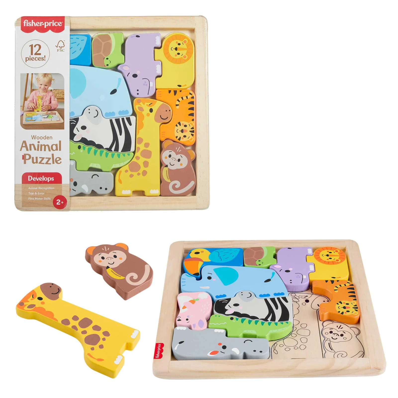 Fisher-Price Puzzle Madera Animales 13 Piezas