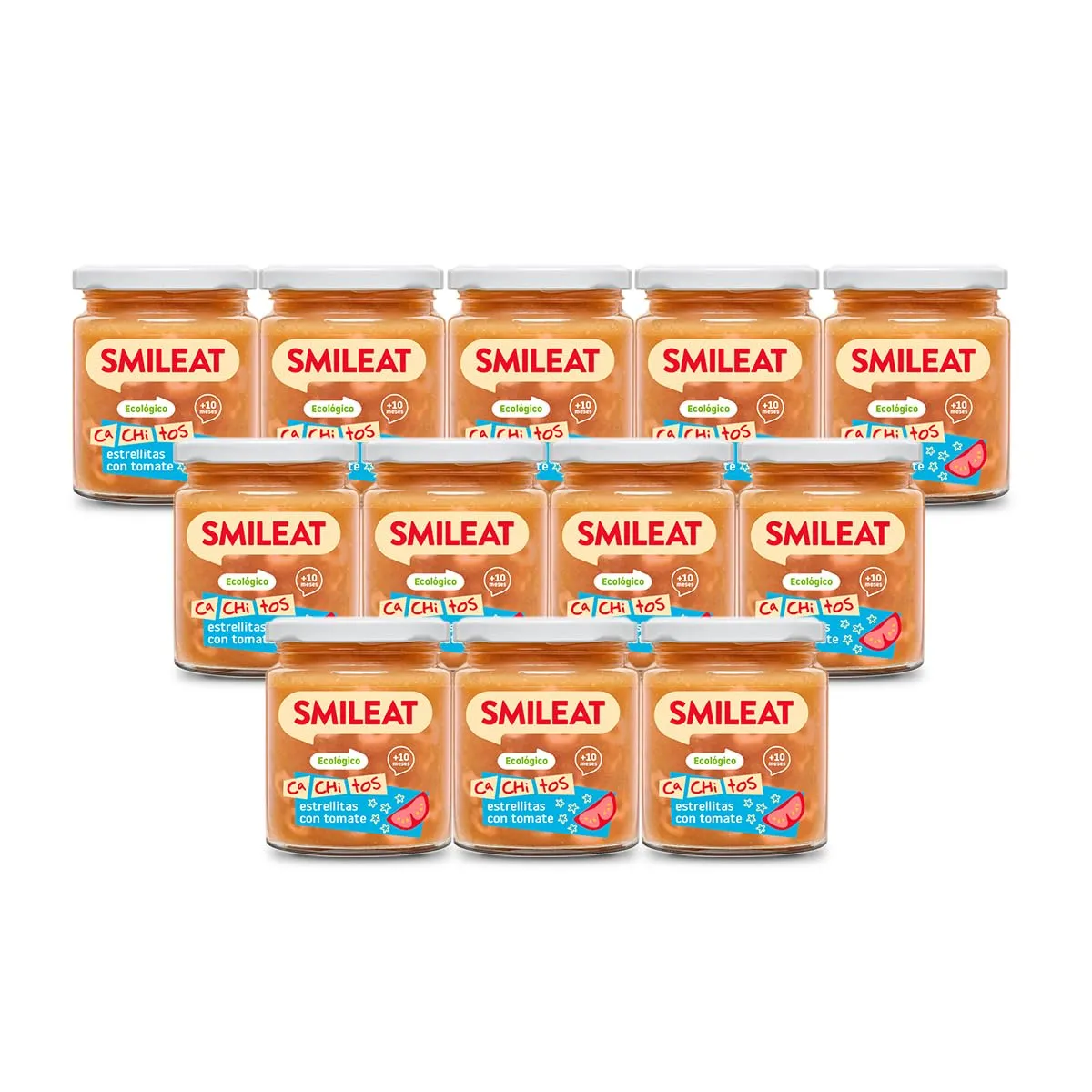 Smileat CA-CHI-TOS Estrellitas Tomate Ecológico Bebé (10 meses+) - Pack 12x230g