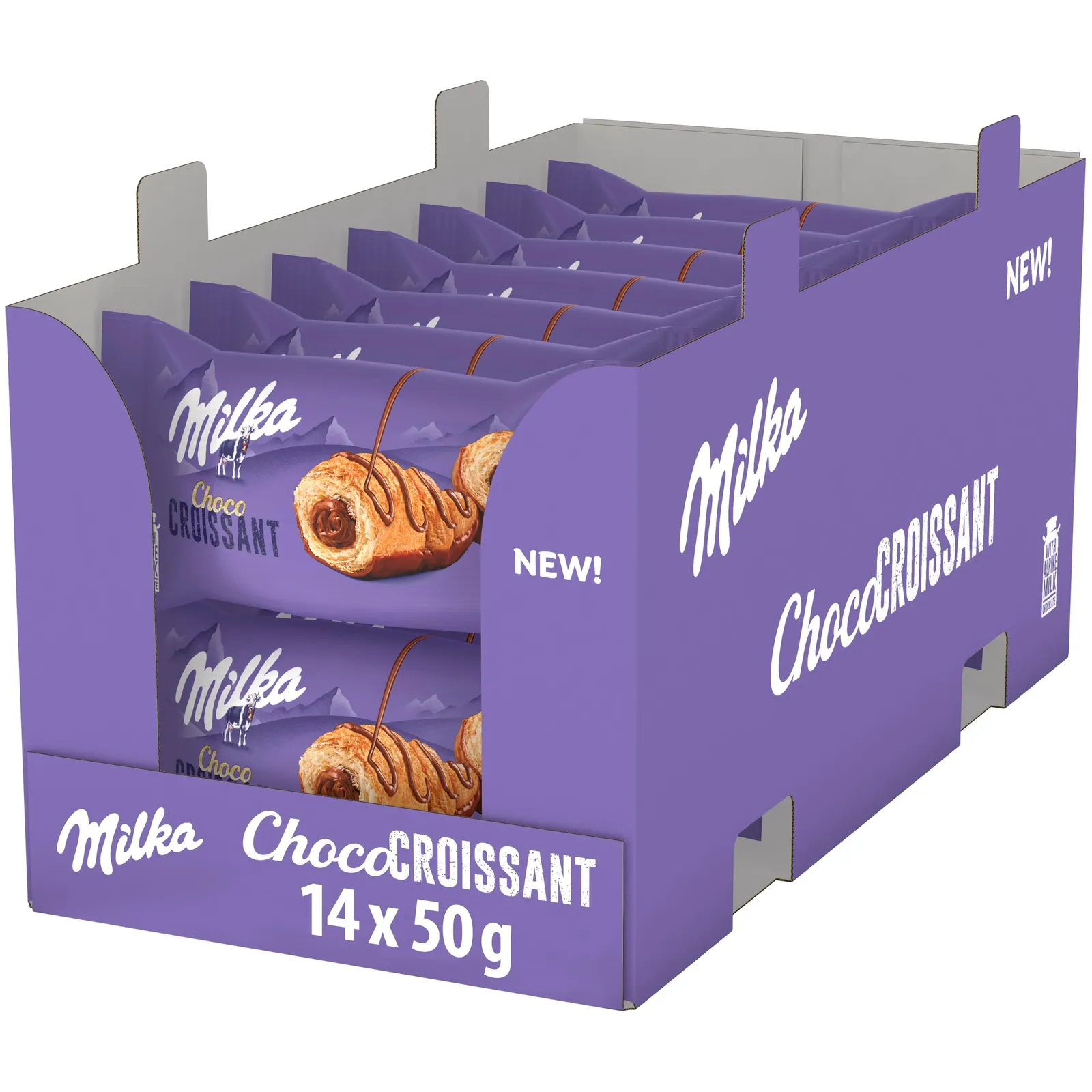 Milka Croissant Chocolate Relleno Chocolate con Leche Alpes Pack 14 x 50g