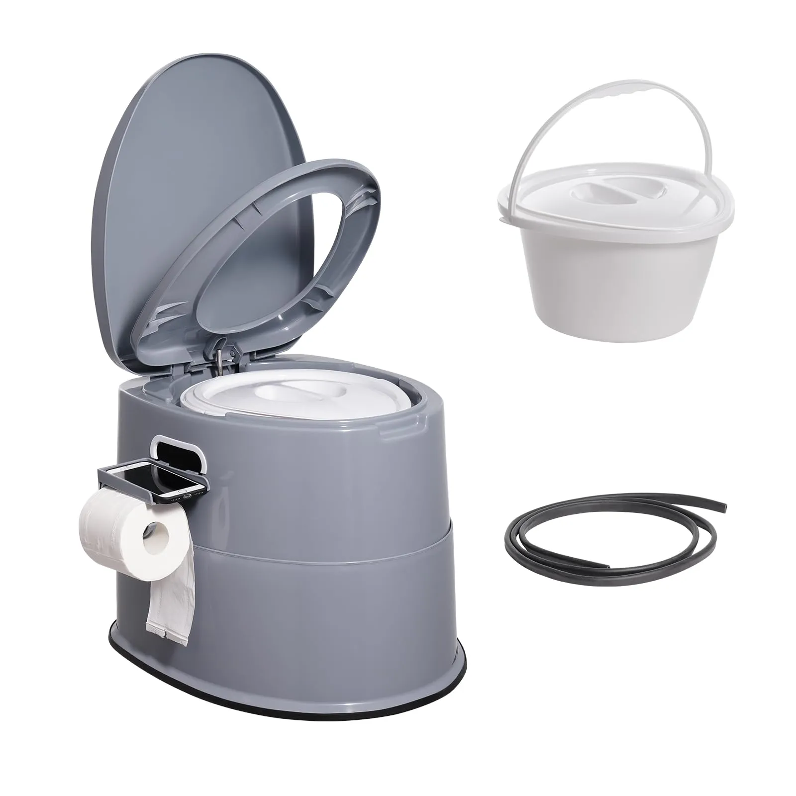 VEVOR Inodoro Portátil Camping 5L Cubo Extraíble Silla Cómoda Viaje Adultos Niños