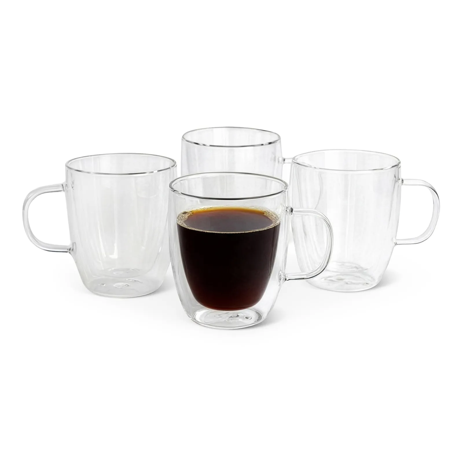 Amazon Basics Tazas Doble Pared Cristal 382ml (4 uds)