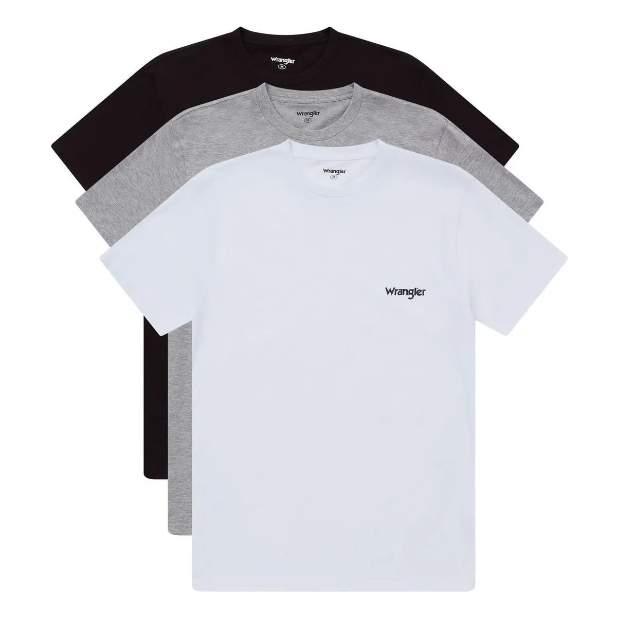 Pack 3 Camisetas Wrangler Foster - 100% Algodón - Negro, Gris y Blanco