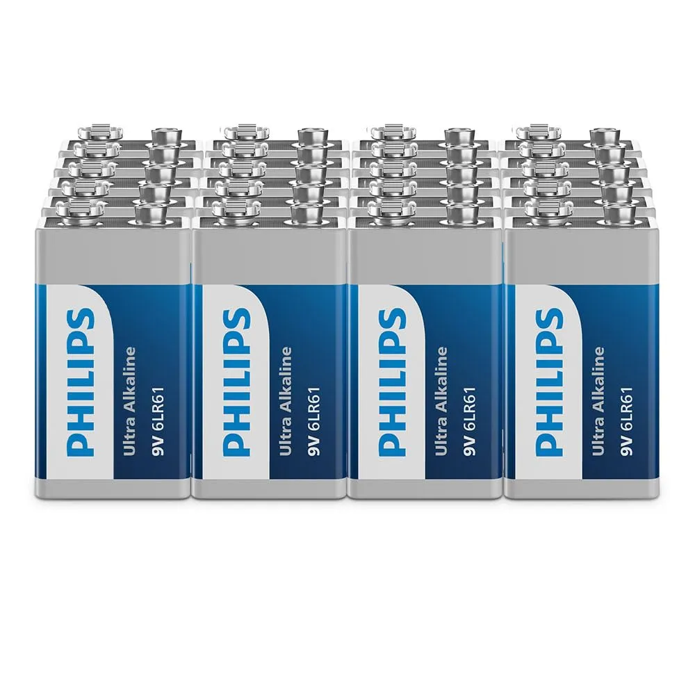 Philips 6LR61 Ultra 9V Alcalinas, Paquete de 20 Unidades