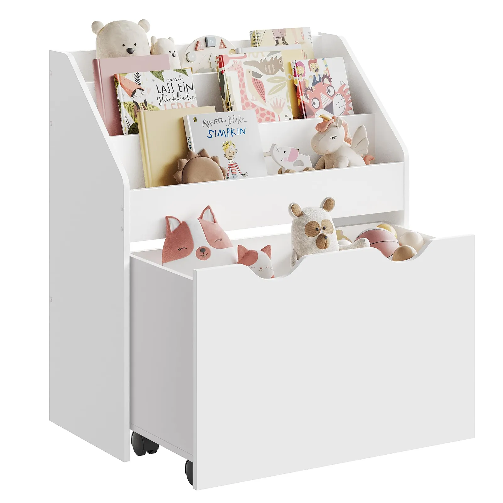 SONGMICS Estantería Infantil con Ruedas - 3 Compartimentos, Blanca (GKR041W10)