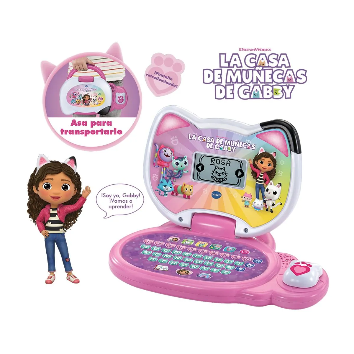 Ordenador educativo VTech Gabby para niños con pantalla LCD y juegos interactivos