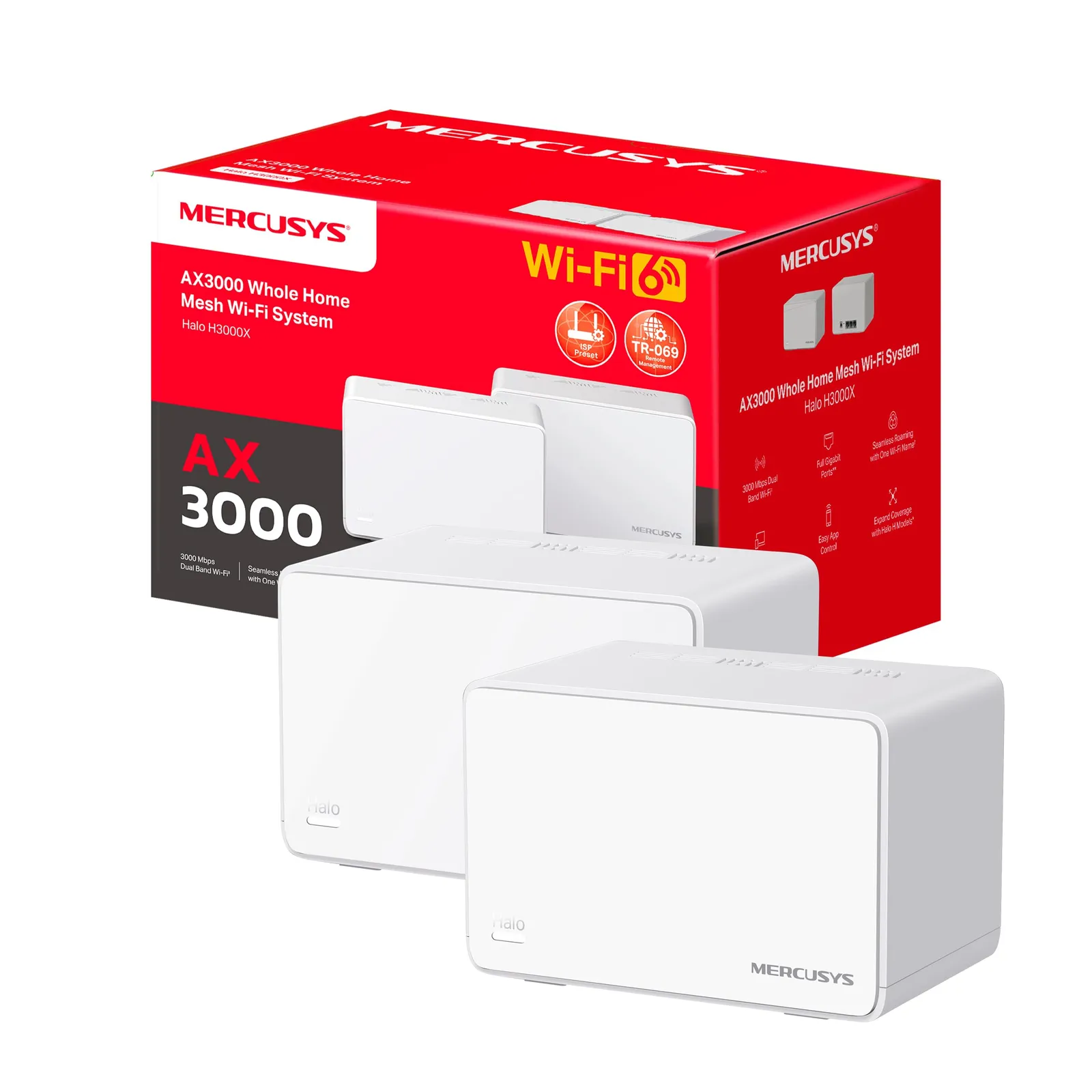 Mercusys Halo H3000X (Pack 2): Sistema WiFi 6 Mesh AX3000 Doble Banda