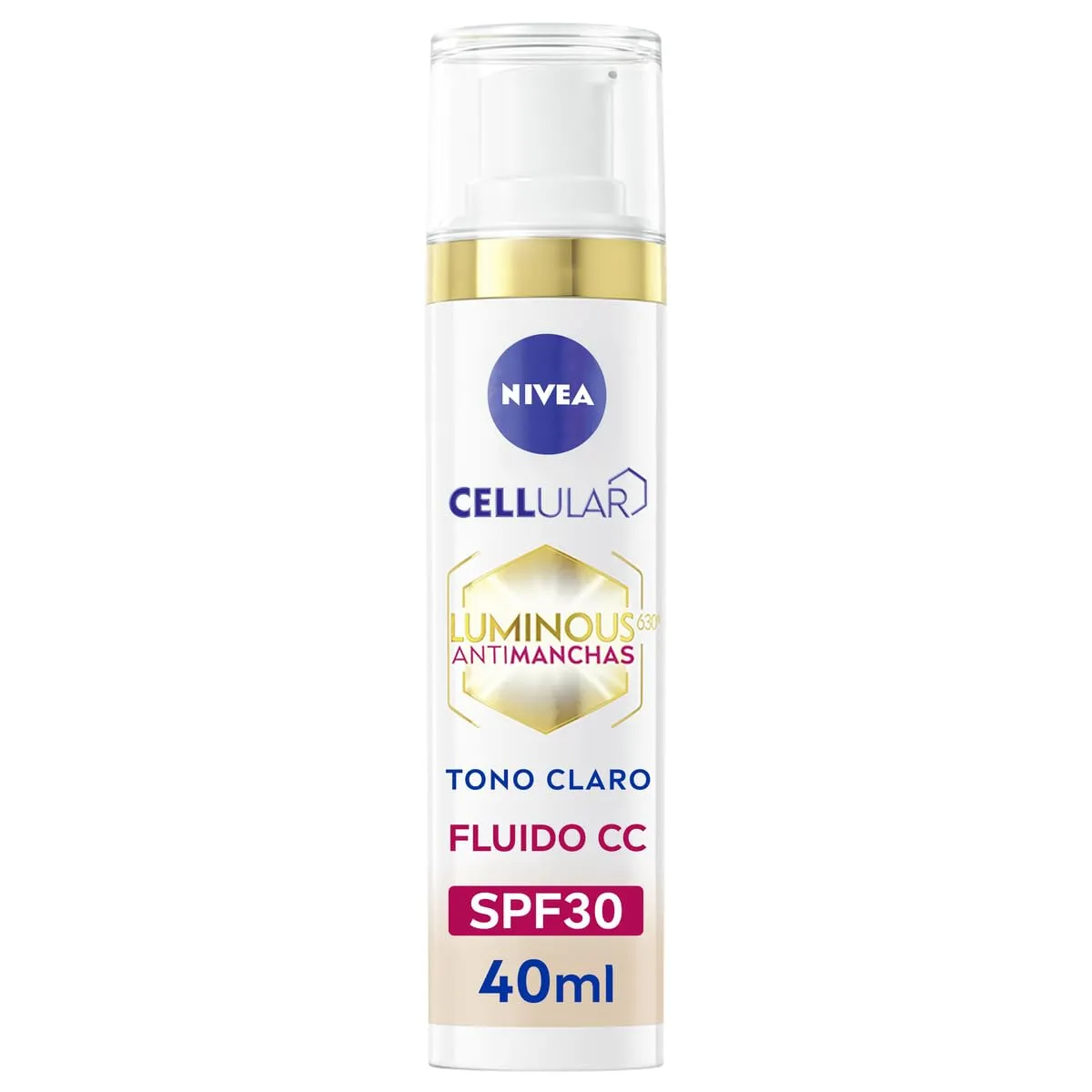 NIVEA Cellular Luminous630 - Fluido CC Antimanchas SPF30 3-en-1 - Tono Claro - 40 ml