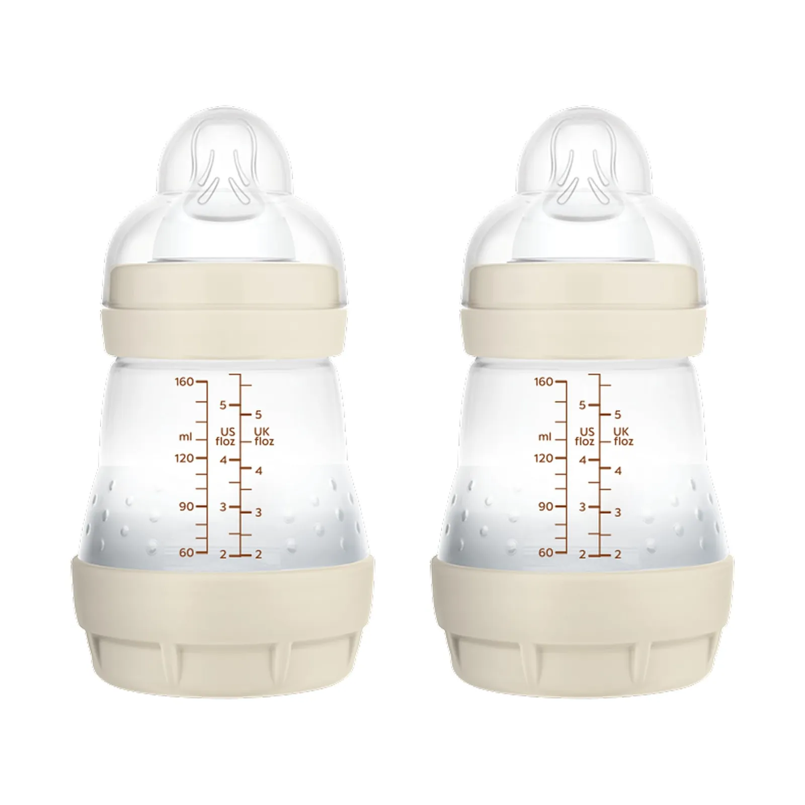 MAM Pack 2 Biberones Anticólicos 160ml (0-2 meses) Tetina Flujo Lento Fácil Aceptación