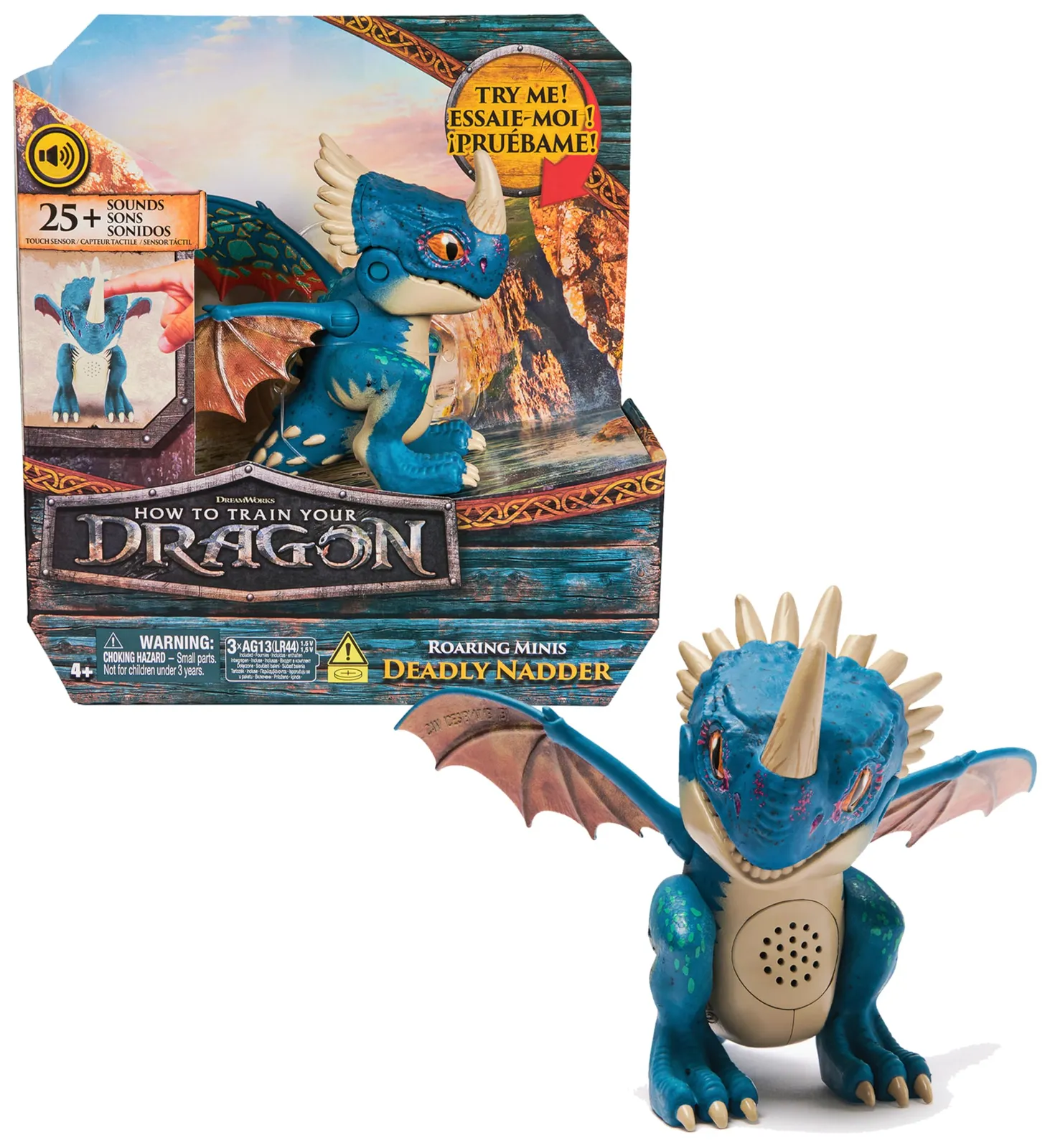 Dreamworks Dragons Figura Mini Dragón Interactivo Nader Mortífero Cómo Entrenar a tu Dragón +25 Sonidos