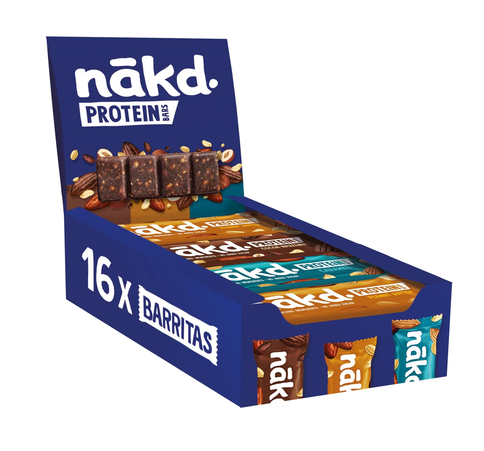 Nākd Protein Pack Multisabores: 16 Barritas (45g c/u) con 7g Proteína Vegetal