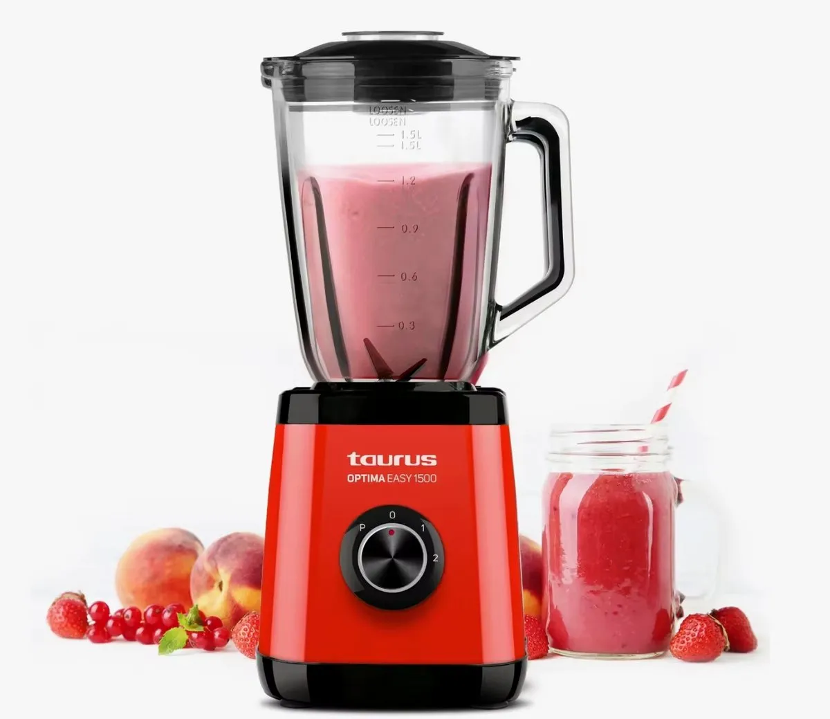 Batidora de Vaso Taurus Optima Easy 1500W - Negra, Jarra de Cristal
