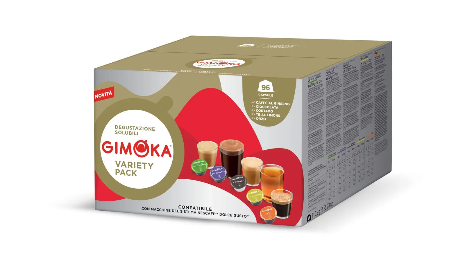 Gimoka Cápsulas Compatibles Dolce Gusto, Surtido Solubles, 96 Unidades