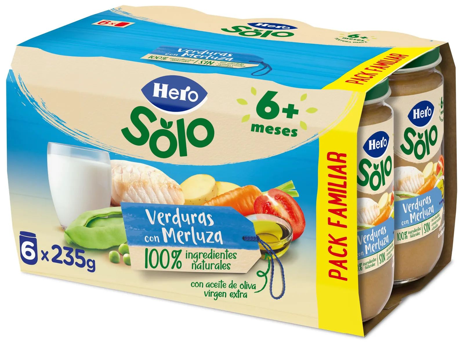 Pack 6x Hero Solo Verdura con Merluza (235g cada uno)