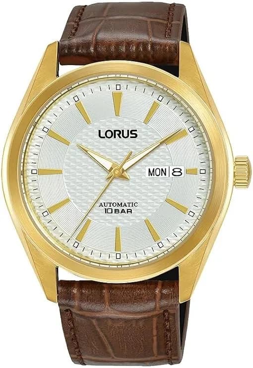 Reloj Lorus Automático Acero Dorado 42mm Correa Cuero