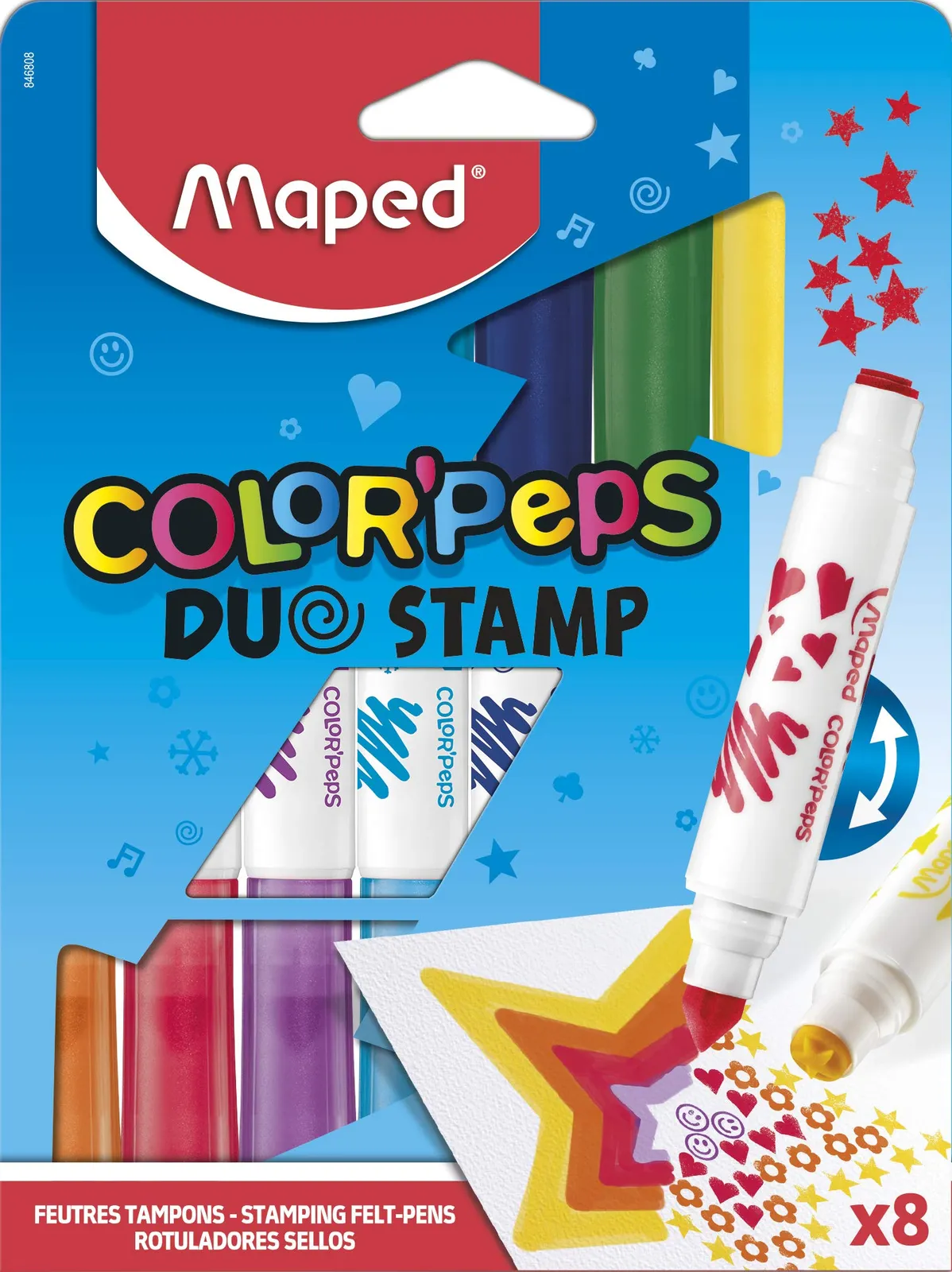 Maped Color's Peps Duo Stamp: 8 rotuladores con sellos infantiles